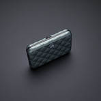 Quilted Button Aluminum Wallet (Black)