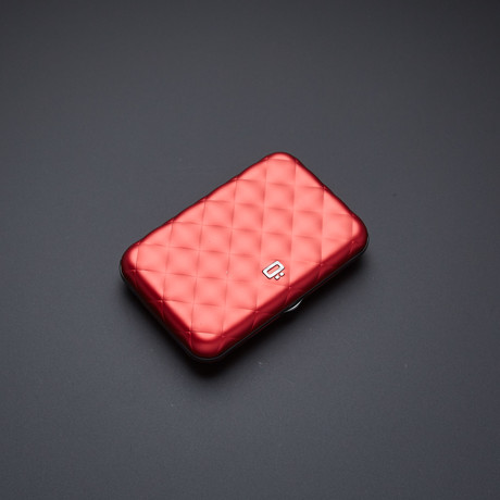 Quilted Button Aluminum Wallet (Red)