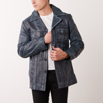 Ezequiel Leather Coat // Blue (XL)