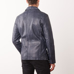 Reggie Leather Jacket // Bluewash (2XL)