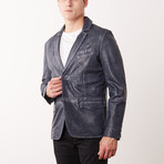 Reggie Leather Jacket // Bluewash (S)
