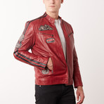 Dino Leather Jacket // Red (XL)