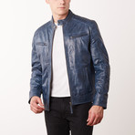 Jerrod Leather Jacket // Navy (XL)