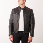 Jarred Leather Jacket // Black Rub-Off (M)