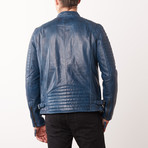 Nathanael Leather Jacket // Navy (XL)