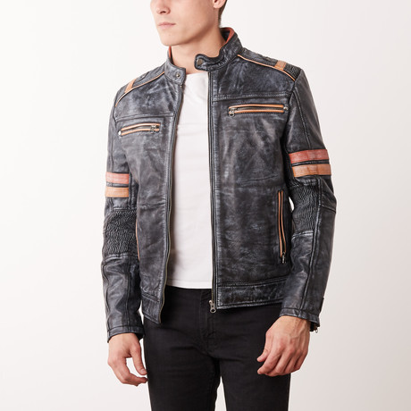 Murray Leather Jacket // Stonewash Black (S)