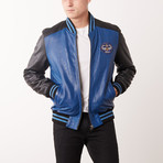 Andre Leather Jacket // Navy + Black (S)