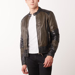 Trinidad Leather Jacket // Olive + Black (XL)