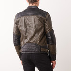Trinidad Leather Jacket // Olive + Black (XL)