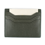 Small Grained Leather Open Side Card Holder Wallet // Green