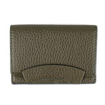 Pebbled Leather Envelope Card Holder Wallet // Moss Green