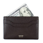 Grained Leather Card Holder Wallet // Dark Brown