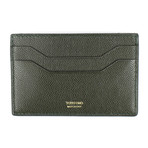 Grained Leather Card Holder Wallet // Dark Green