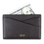 Pebbled Leather Card Holder Wallet // Brown
