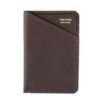 Pebbled Leather Card Holder // Brown