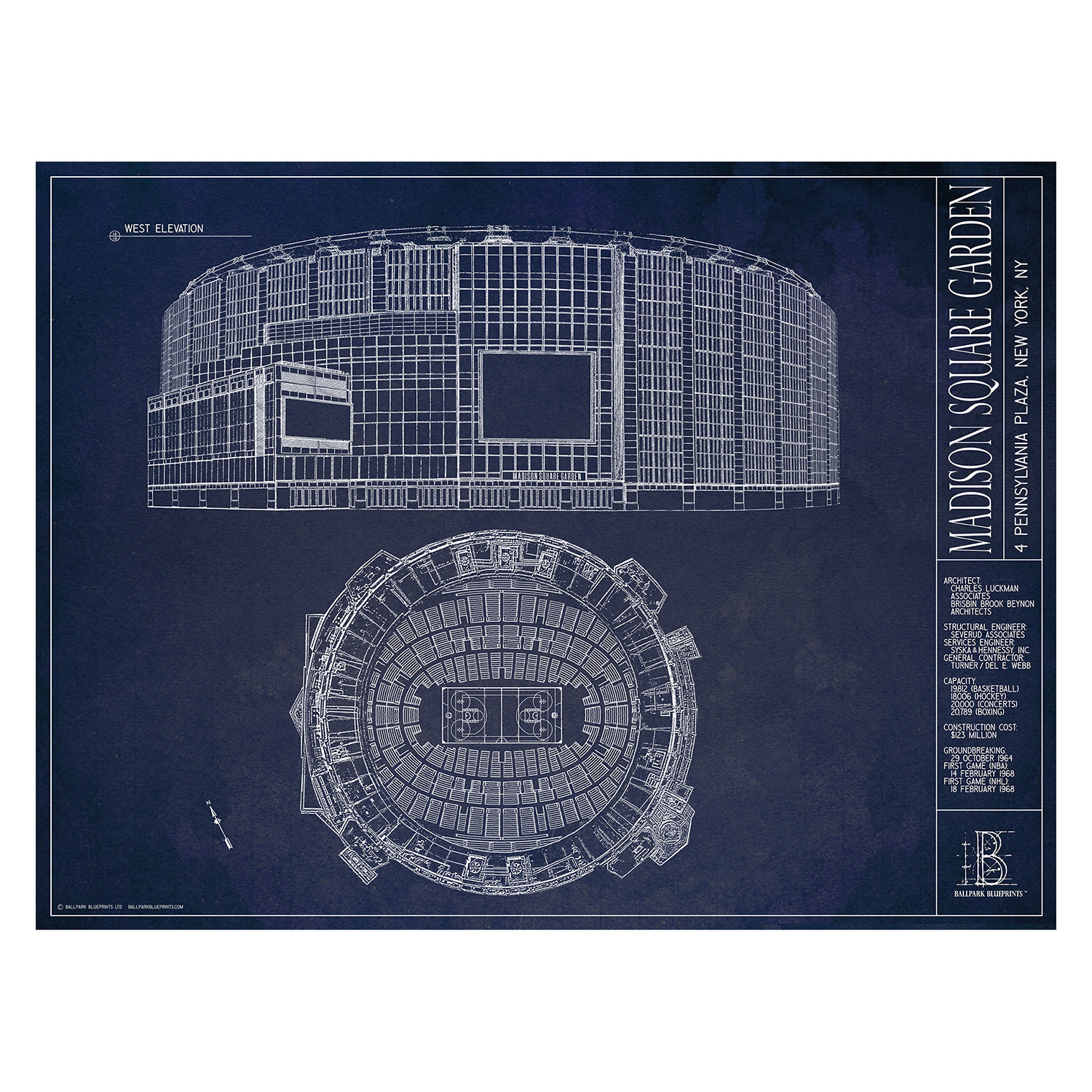 Madison Square Garden Ballpark Blueprints Ltd Touch Of Modern