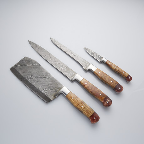 Olive Wood + Stainless Steel Bolster // Set Of 4