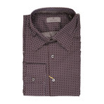 Canali // Patterned Slim Fit Shirt // Brown (2XL)