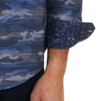 Camo Long Sleeve Woven Shirt // Blue (XS)