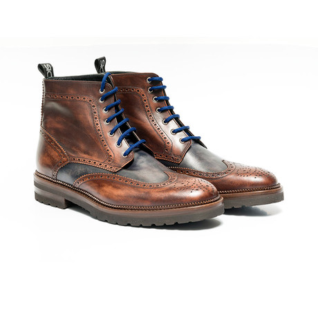 Colombo Ankle Wing Brogue // Deco Brown + Blue (Euro: 41)