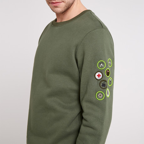 Hymn Crew Sweat With Cub Scout Badges // Green (S)