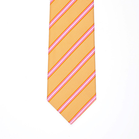 Isaia Thin Striped Tie // Yellow