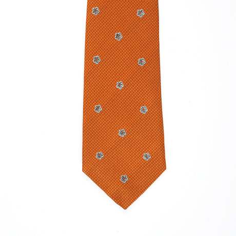 Isaia Woven Flower Tie // Orange