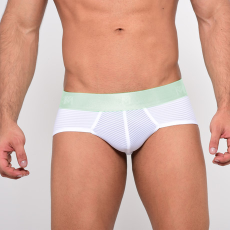 Briefs // White + Lime Band (S)