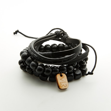 5-Stack Variety Bracelet Set // All Black