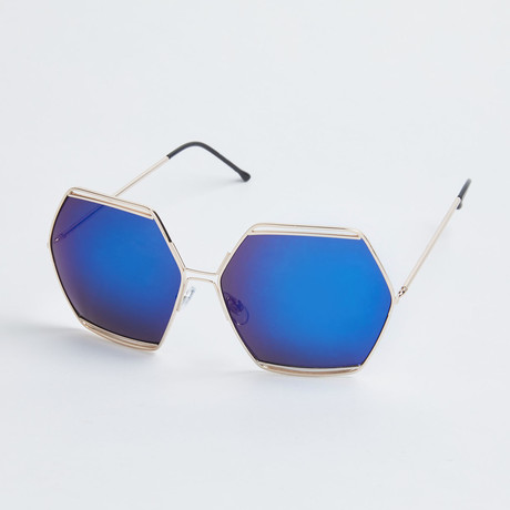 Hype Sunglasses // Gold + Blue Mirror