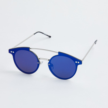 Trip Hop Sunglasses // Silver + Blue Mirror