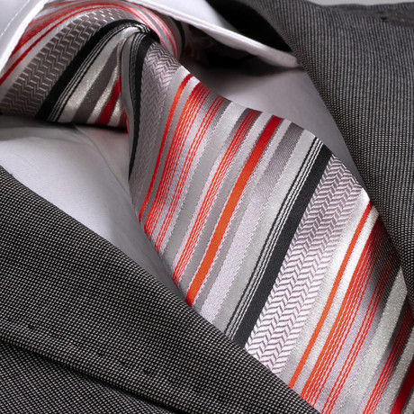 Februus Tie // Gray + Red Stripe