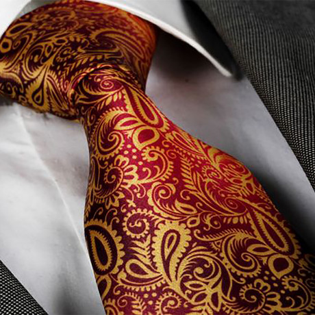 Amedeo Exclusive // Silk Tie // Gold + Pink + Purple Paisley (Gold, Pink, Purple)