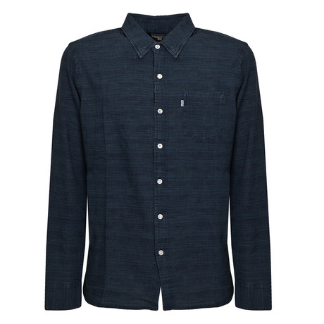 Striped Basic Button-Up Shirt // Denim (S)