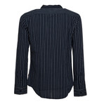 Basic Striped Button-Up Shirt // Dark BLue (L)