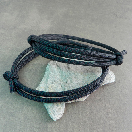 Double Slider Para Cord Adjustable Black Bracelets // Set of 2