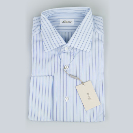 Gianni Striped Cotton French Cuff Dress Shirt // Sky Blue (US: 15R)