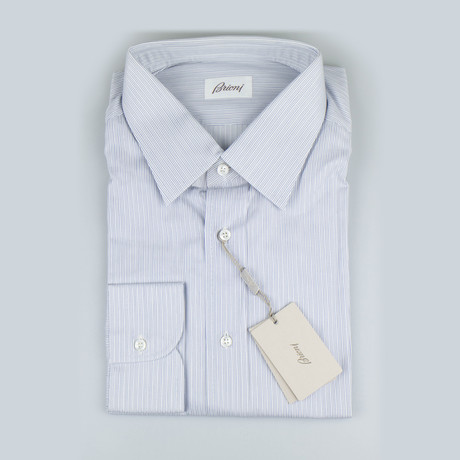 Striped Twill Cotton Dress Shirt // Gray (15R)