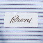 Gilbert Striped Cotton Dress Shirt // Blue + Burgundy (US: 15R)