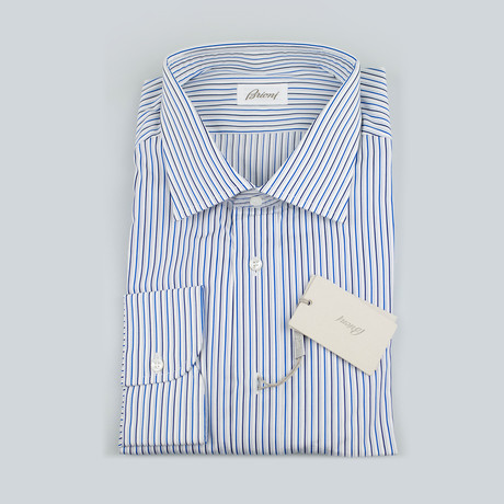 Braedon Striped Cotton Dress Shirt // Blue + White (US: 15R)