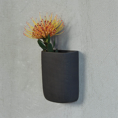 Ceramic Wall Pocket // Tall // Gray // Set of 2