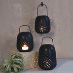 Noche Ceramic Lantern // Matte Black (Small)