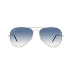 Aviator Large Metal Sunglasses // Silver + Blue Gradient