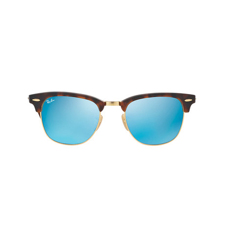 Ray-Ban // Clubmaster Sunglasses // Tortoise + Gold + Blue Mirror