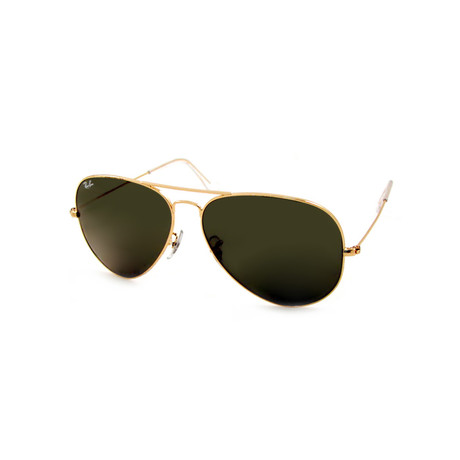 Aviator Large Metal Sunglasses // Gold + Green