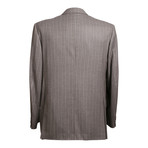 Super 150s Double Breasted Striped Suit // Brown (US: 42R)