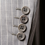 Super 150s Striped 3 Rolling Button Suit // Gray // BRS18 (US: 36S)