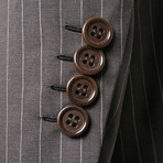 Super 180s Striped 3 Rolling Button Suit // Dark Gray (US: 36R)