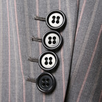 Super 180s Striped 3 Rolling Button Suit // Gray // BRS21 (US: 36R)