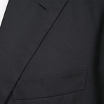 Super 150s Solid 3 Rolling Button Suit // Black (US: 36S)